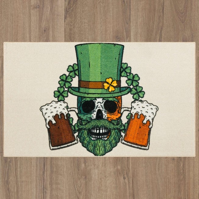 Bearded Skull Green Kitchen Rug, , alternate image number null