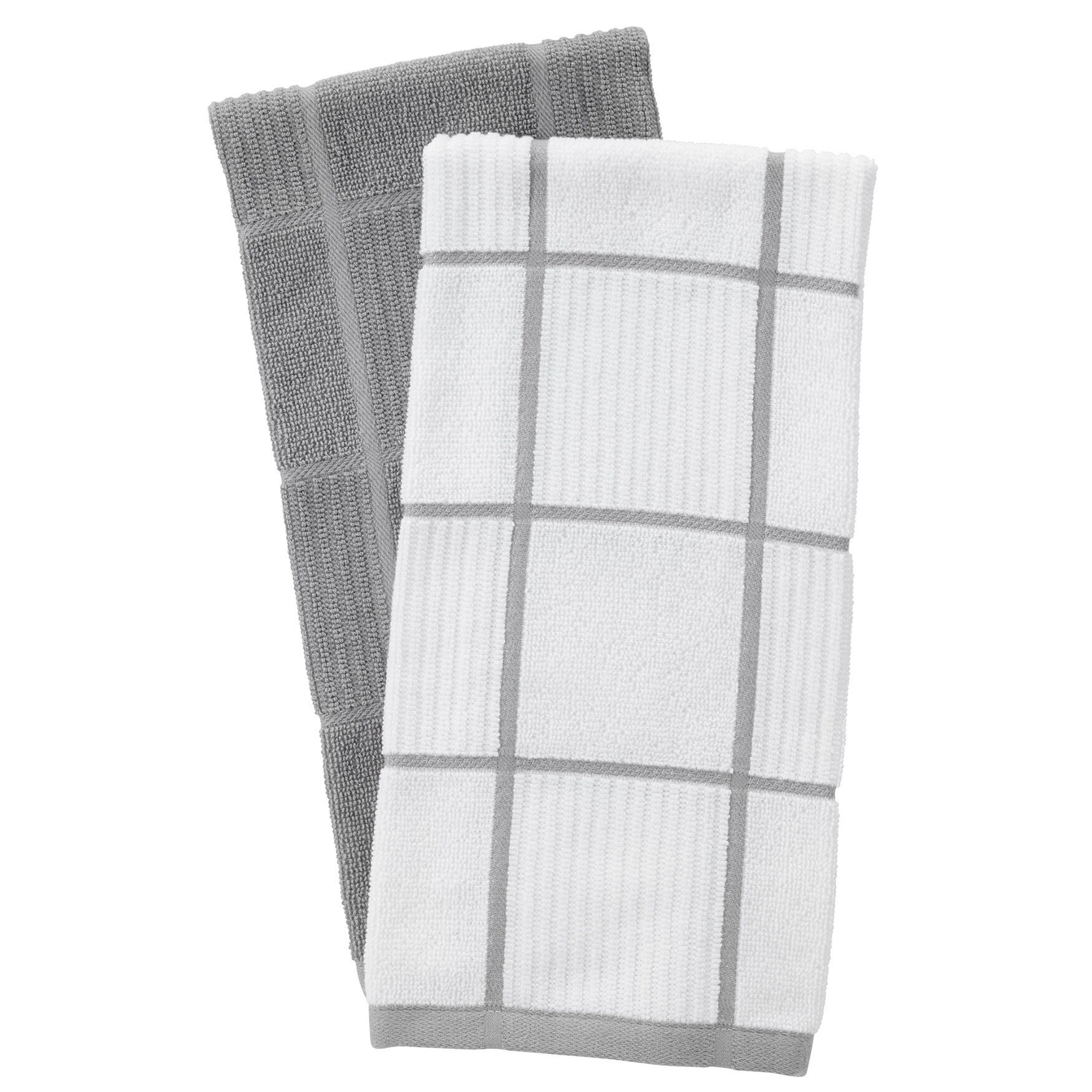 Solid And Check Parquet Kitchen Towel, Two Pack