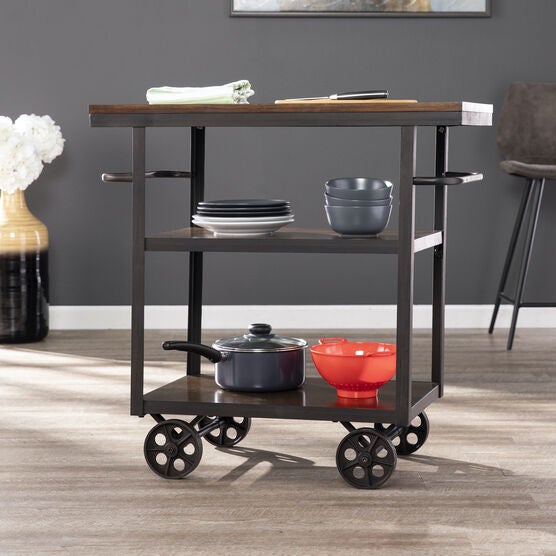 Elystan Industrial Rolling Kitchen Island | Brylane Home