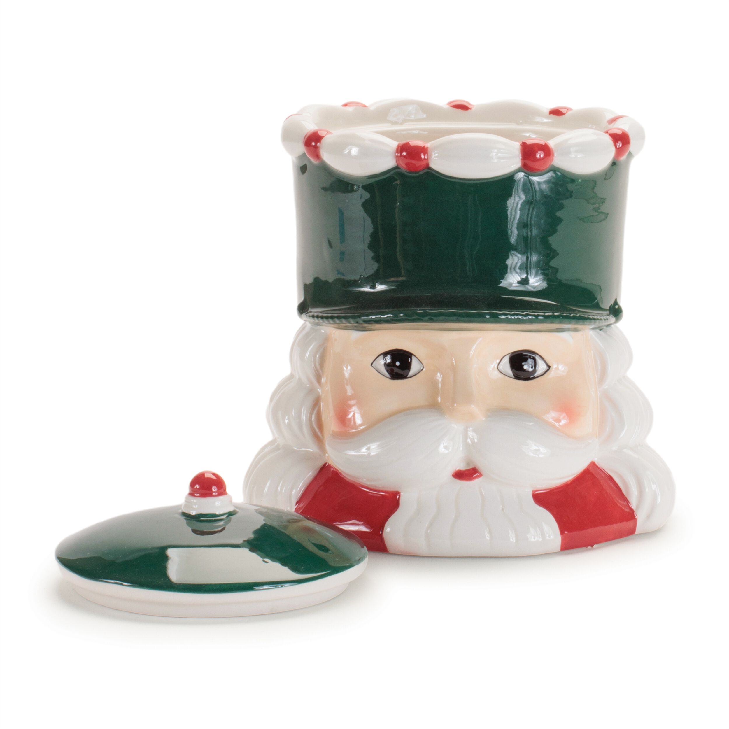 Ceramic Nutcracker Canister (Set of 2), WHITE RED GREEN, alternate image number 6