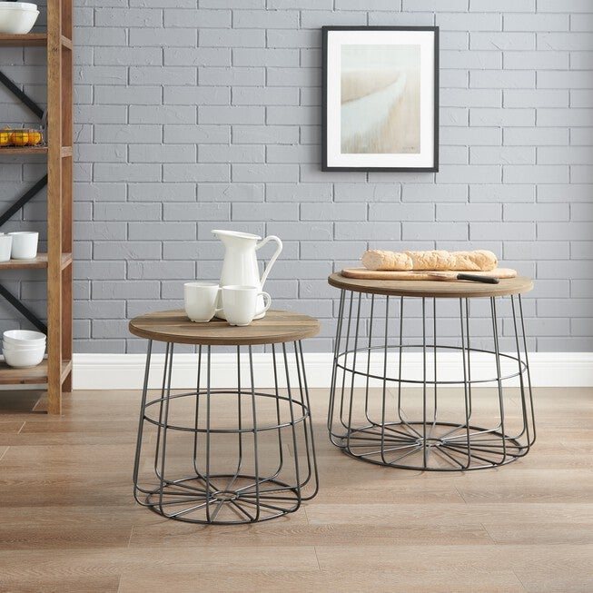 Curtis Metal and Wood Nesting Basket Tables, , on-hover image number null