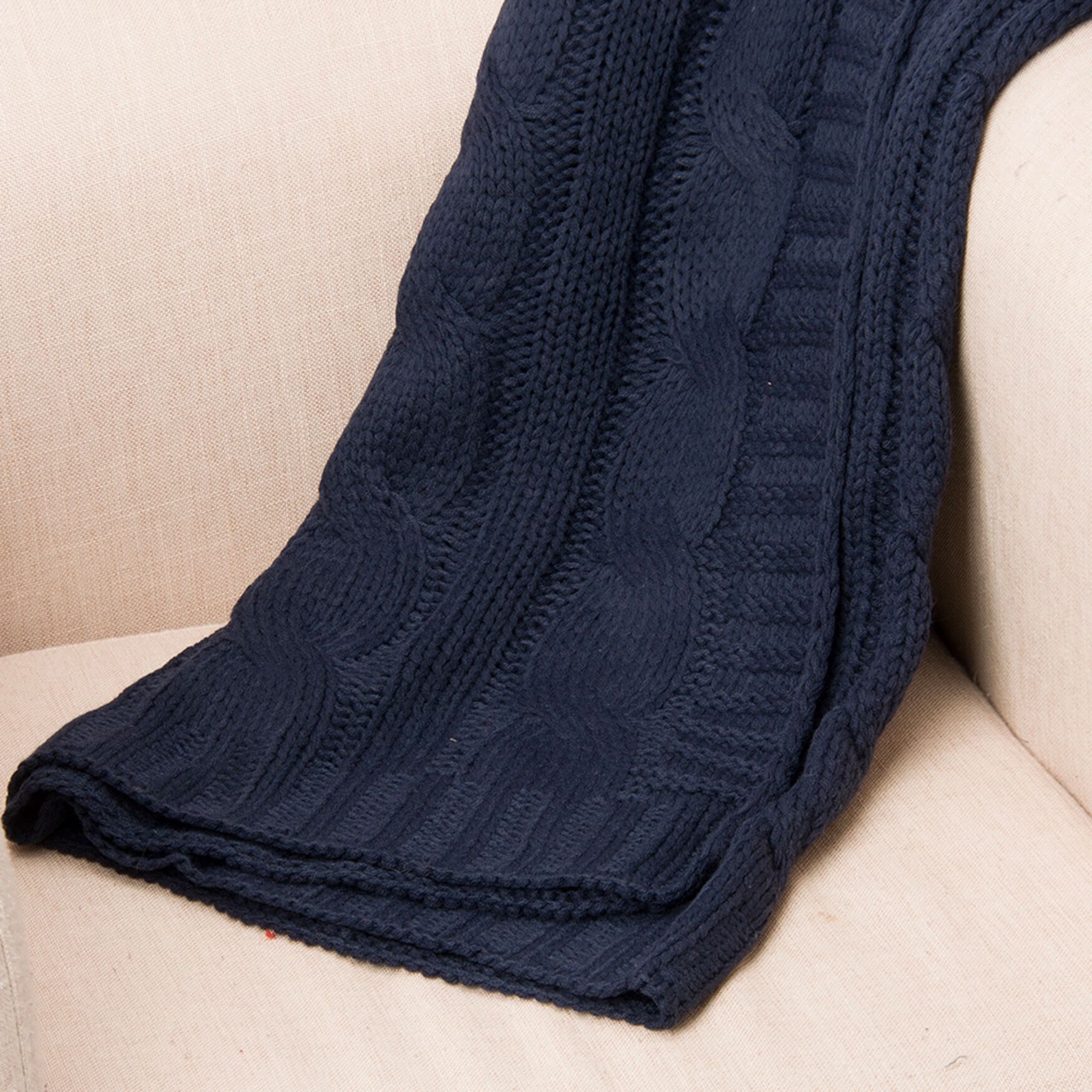 Battilo Home Cable Knit Throw Blanket, Acrylic Soft Cozy Snuggle Blanket, All Seasons Suitable for Adults and Kids, 50 inches x 60 inches, NAVY, hi-res image number 0
