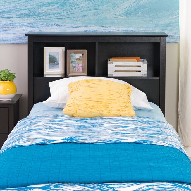 Twin Bookcase Headboard, BLACK, hi-res image number null