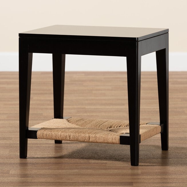 Freya Modern Bohemian Black Finished Bayur Wood End Table, , alternate image number null