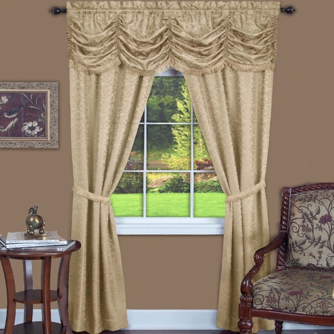 Panache 5 Piece Window Curtain Set, TAN, hi-res image number 0