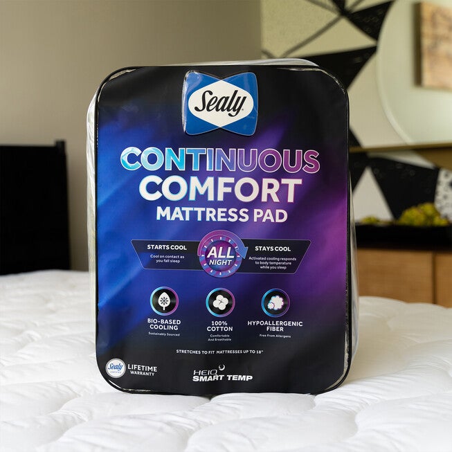 Sealy All Night Cooling Mattress Pad, WHITE, hi-res image number 0