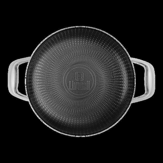 LIVWELL DiamondClad™ 6 Quart Hybrid Nonstick Stainless Steel Stock Pot and Lid, Dishwasher Safe, PFOA-free – Silver/Black, SILVER, alternate image number null