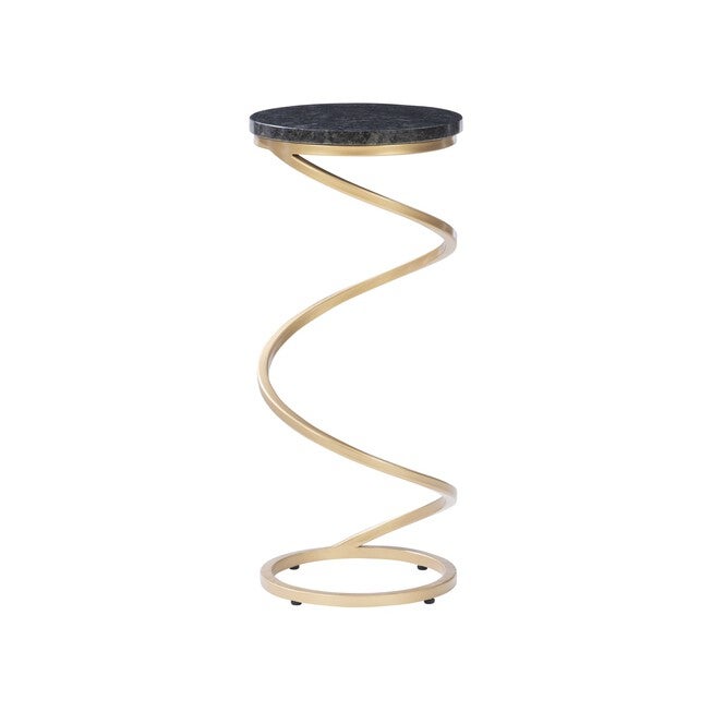 Gigi Spiral Black Granite Drink Table Accent Tables (Including End Tables), BLACK, hi-res image number null