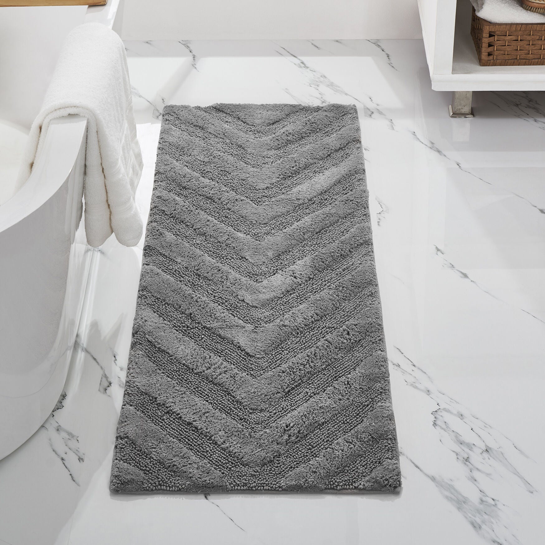 Hugo Collection 100% Cotton 20 inches X 60 inches Runner Bath Rug, GRAY, hi-res image number 0