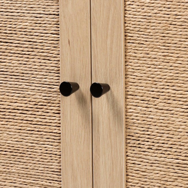 Cherelle Mid-Century Modern Light Brown And Black 2-Door Storage Cabinet, , alternate image number null
