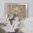Set Of 3 Brown Metal Glam Floral Wall Décor, , alternate image number null