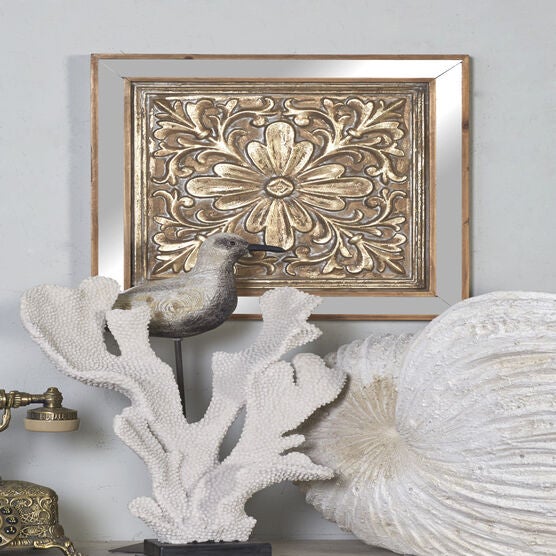 Set Of 3 Brown Metal Glam Floral Wall Décor, , alternate image number null
