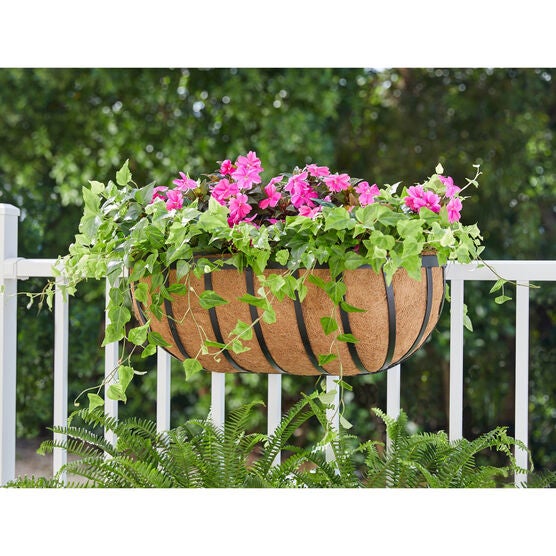 24"H Hanging English Horse Trough Planter, BLACK, hi-res image number null