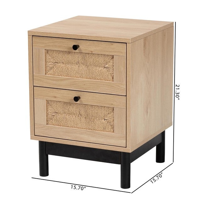 Cherelle Mid-Century Modern Light Brown And Black 2-Drawer End Table, , alternate image number 9