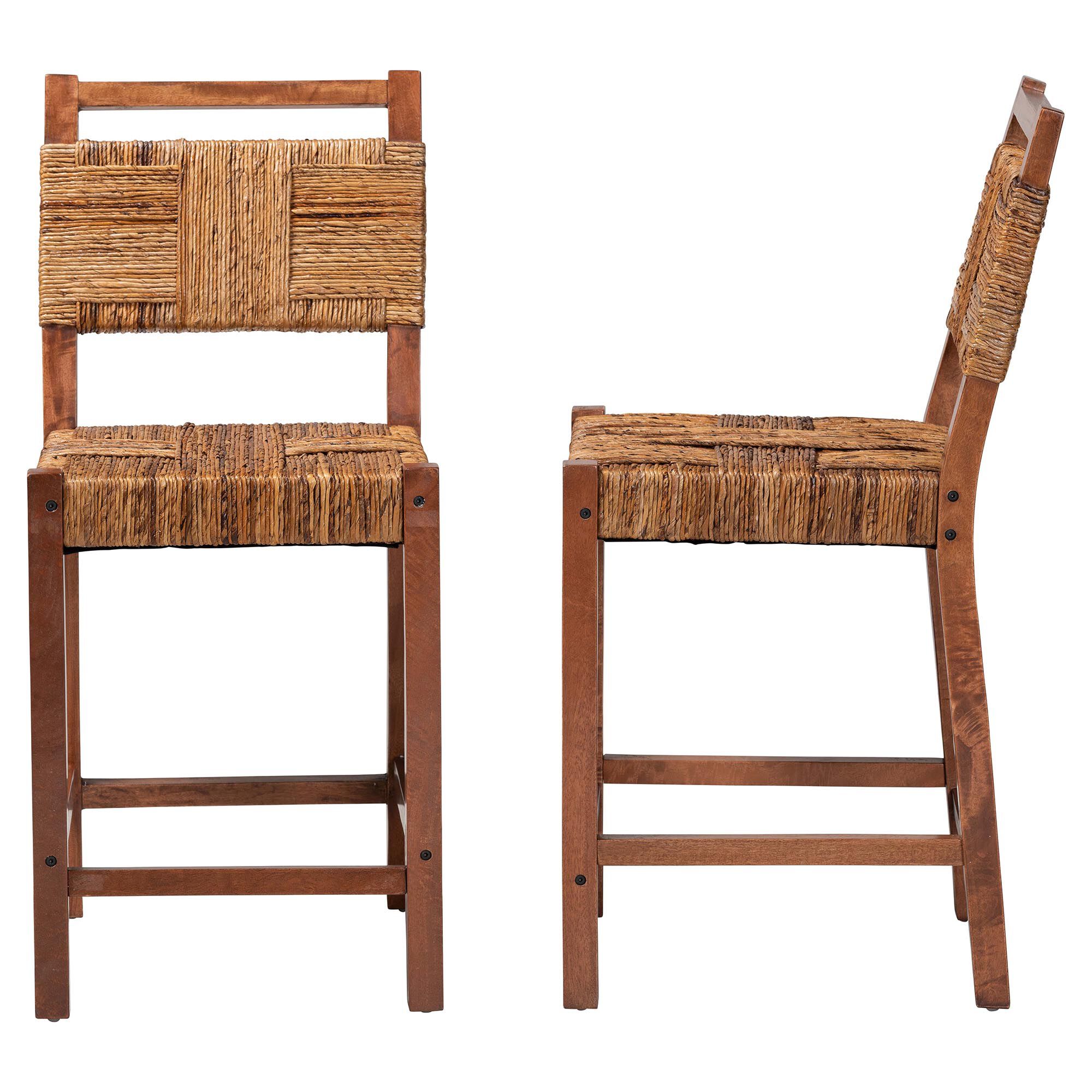 Raniya Seagrass Counter Stool Set of 2, BROWN, alternate image number 3