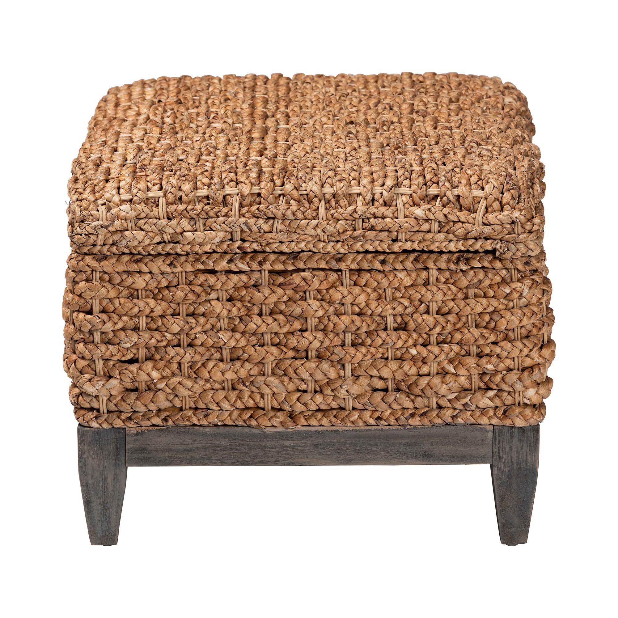 Bailey Handwoven Seagrass Storage Ottoman, Square, NATURAL BROWN, alternate image number 4