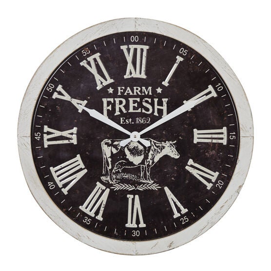 Black Farmhouse Wood Wall Clock, BLACK, hi-res image number null