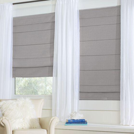 Cordless Large Fold Woven Blackout Roman Shade | Brylane Home