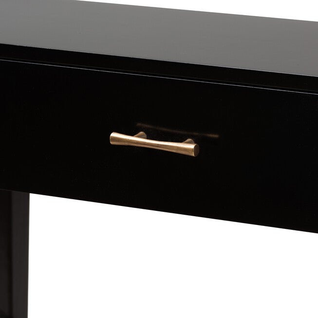 Freya Modern Bohemian Black Finished Bayur Wood 1-Drawer Console Table, , alternate image number 4
