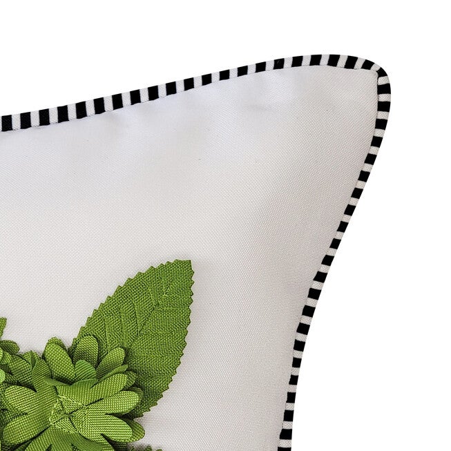 Edie @ Home Indoor/Outdoor Dimensional Topiary Lumbar W Crewel Embroidered Pots Decorative Throw Pillow 13X25, Leaf Multi, , alternate image number 2