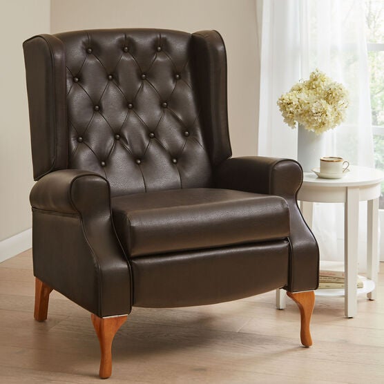 Queen Anne Style Tufted Wingback Recliner Chairs & Recliners Brylane
