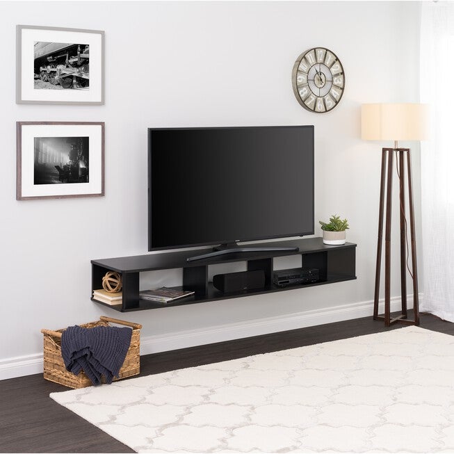 70 inches Wide Wall Mounted TV Stand, Black, , on-hover image number null