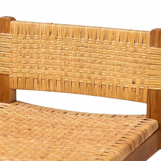 Asgart Bohemian Natural Rattan and Mahogany Wood Bar Stool, LIGHT, alternate image number 5