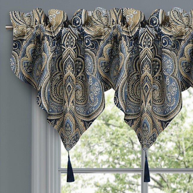 Messina Navy Window Ascot Valance, NAVY, alternate image number null