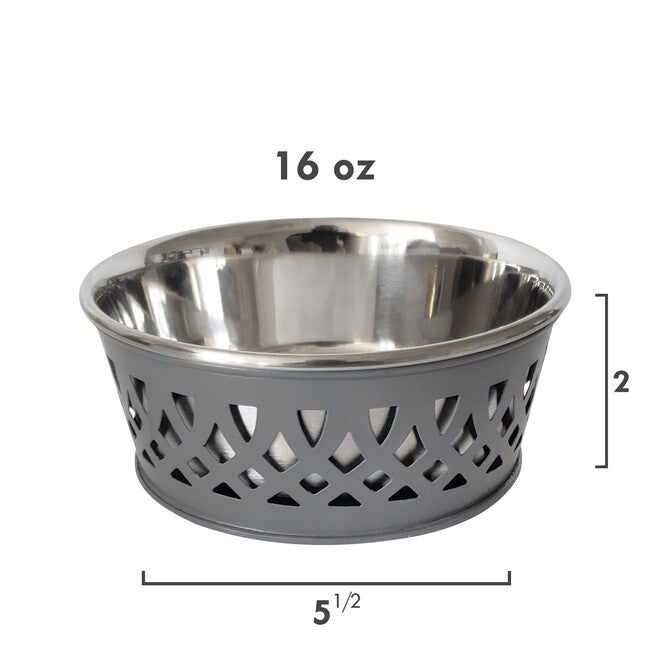 Stainless Steel Country Farmhouse Dog Bowl Gray 16 oz, , alternate image number null