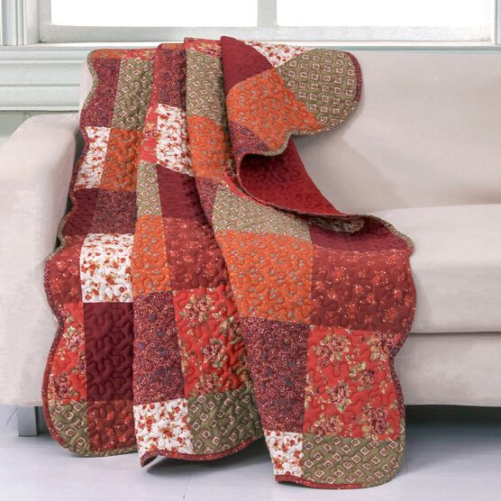 Country Fair Quilted Throw Blanket, RED, hi-res image number null