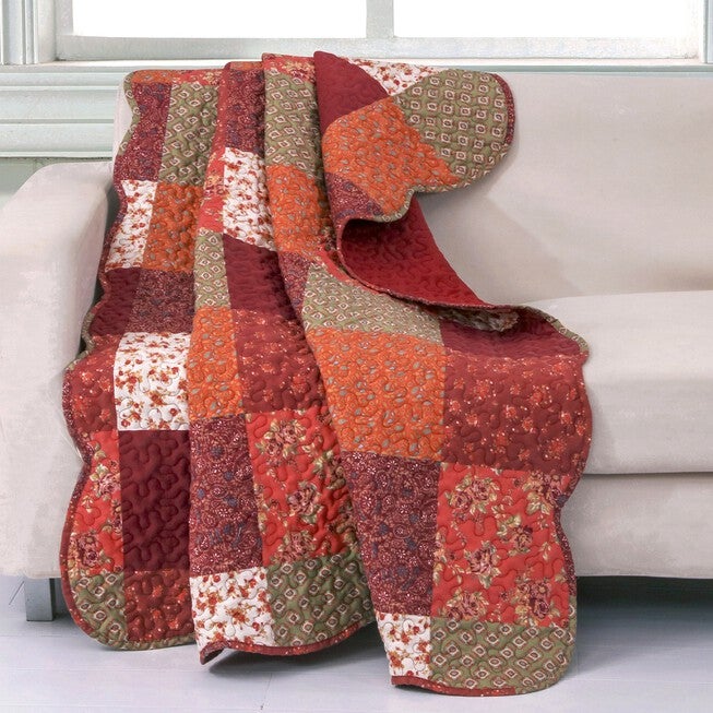Country Fair Quilted Throw Blanket, RED, hi-res image number 0