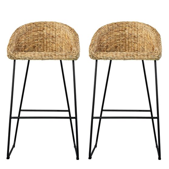 Landrine Water Hyacinth Bar Stools 2Pc Set, , on-hover image number null