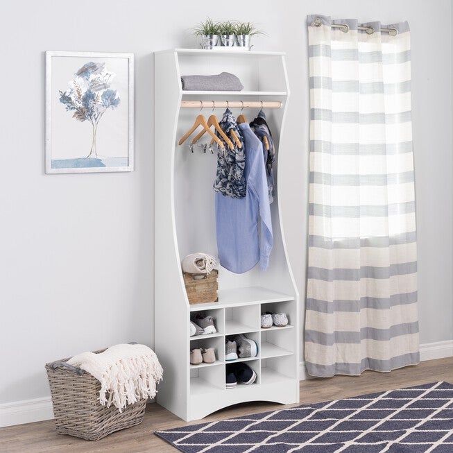 Prepac White Compact Wardrobe with Shoe Storage, WHITE, hi-res image number 0