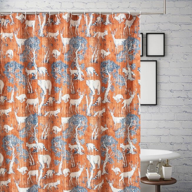 Menagerie Saffron Bath Shower Curtain, , on-hover image number 1