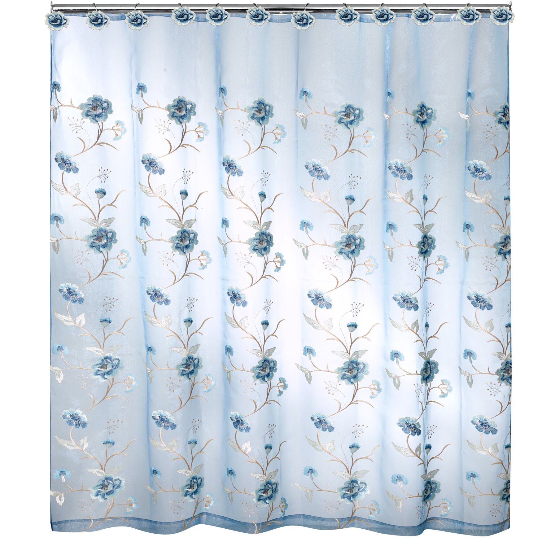 Dublin Rose Shower Curtain, BLUE, hi-res image number 0