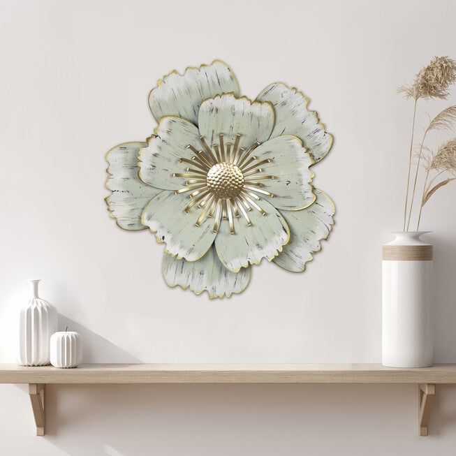 Layered Green Metal Flower Wall Decor, , alternate image number null