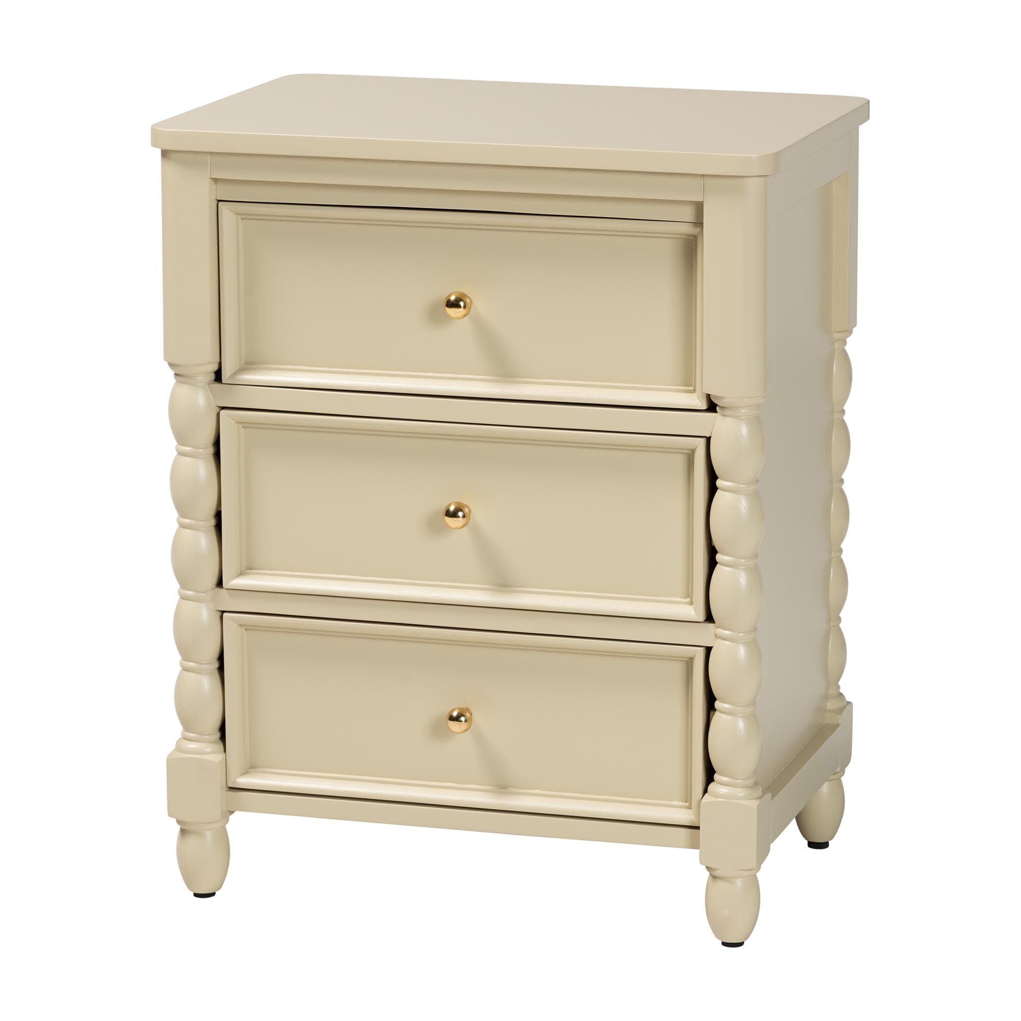 Kyla Nightstand with Spindle Legs, BEIGE, alternate image number 1