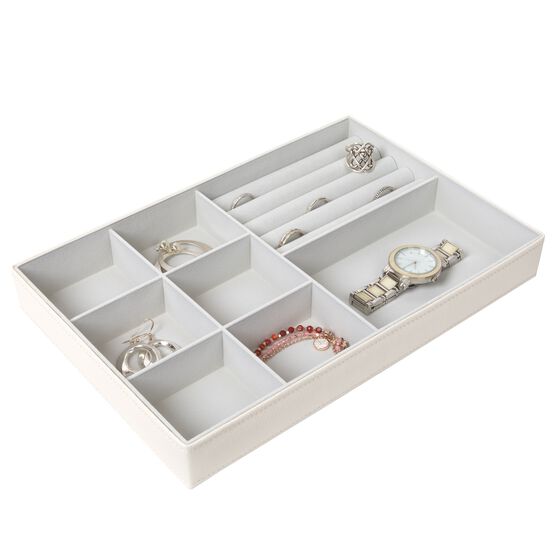 Jewelry Storage Organizer Tray 8 Compartments, Pebble White, , alternate image number null
