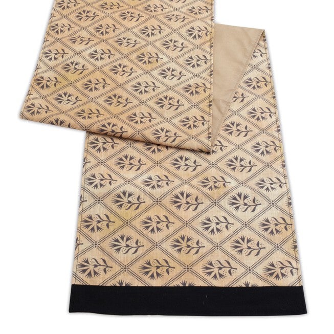 Table Runner (Set of 2) 14 inchesW x 72 inchesL Polyester, GOLD/BLACK, alternate image number null