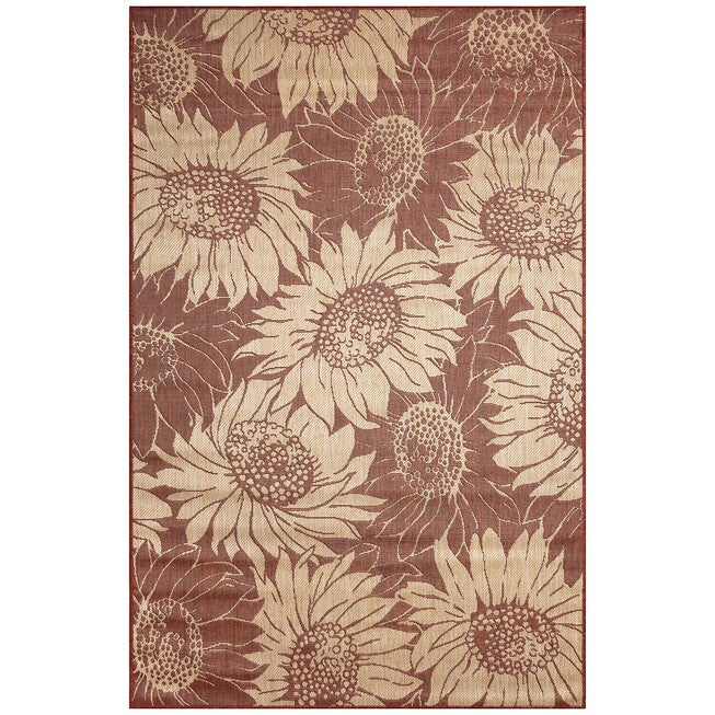 Carmel Sunflower Field Indoor/Outdoor Area Rug Black | Brylane Home