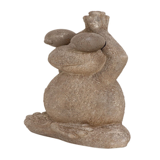 Brown Polystone Eclectic Frog Garden Sculpture, , on-hover image number null