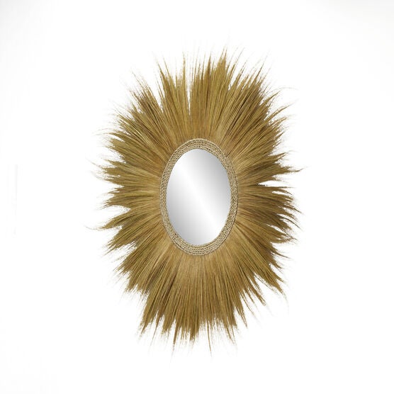 Brown Boho Style Sea Grass Wall Mirror, , alternate image number null