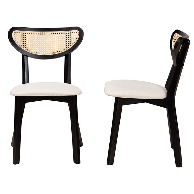 Dannell Mid-Century Modern Cream Fabric And Black Finished Wood Dining Chair, , alternate image number 16