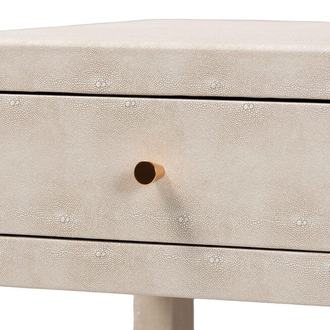 Dansby Modern Beige Faux Shagreen 1-Drawer End Table, BEIGE, alternate image number 6