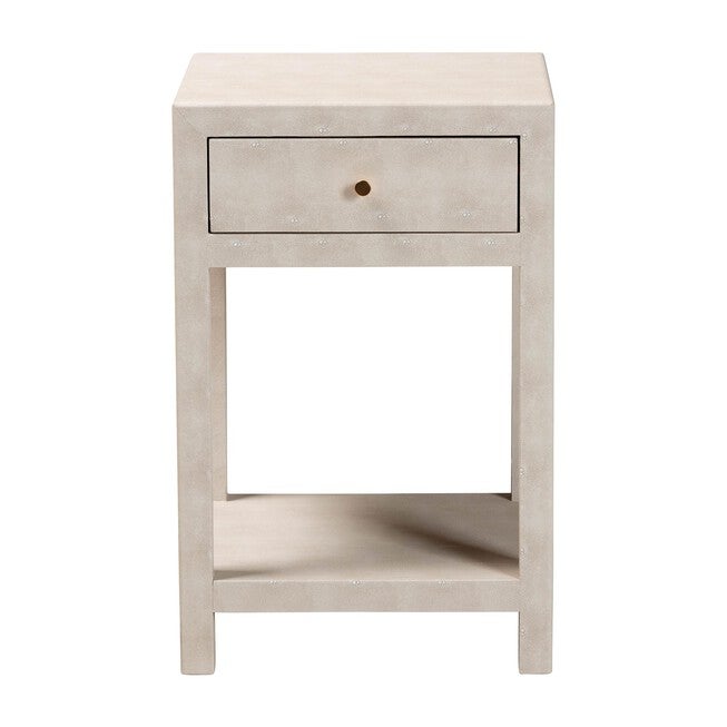 Dansby Modern Beige Faux Shagreen 1-Drawer End Table, BEIGE, alternate image number 3
