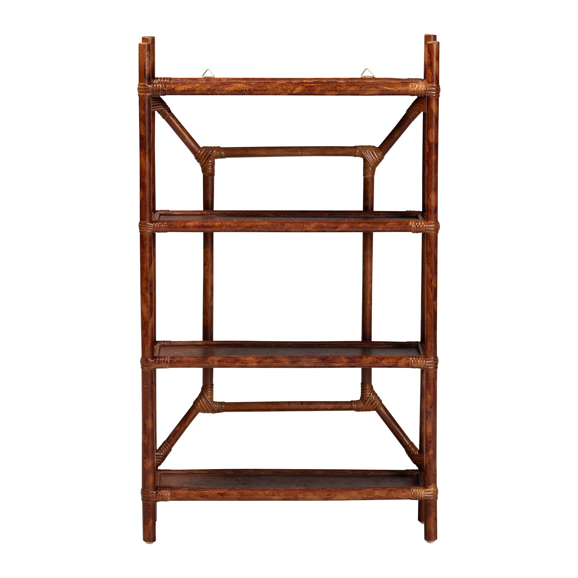 Basile Marbled Tortoise Rattan 4-Tier Wall Display Shelf, BROWN, alternate image number 2