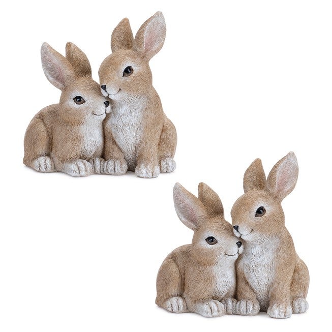 Woodland Bunny Couple Figurine (Set of 2), BEIGE, alternate image number null