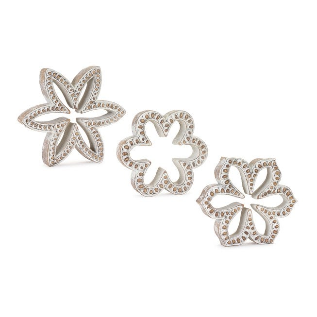 Flower Outline (Set of 3) 5.75 inchesH, 6.5 inchesH, 7 inchesH Resin, BROWN/WHITE, hi-res image number null