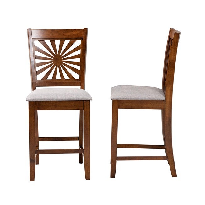 Olympia Modern Beige Fabric And Espresso Brown Finished Wood Counter Stool, , alternate image number null