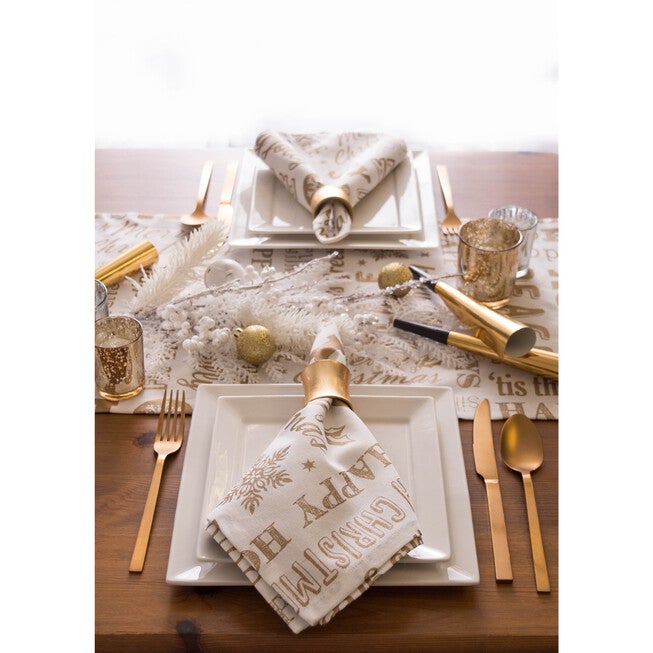 Gold Christmas Collage Napkin, Set of 6, , on-hover image number null
